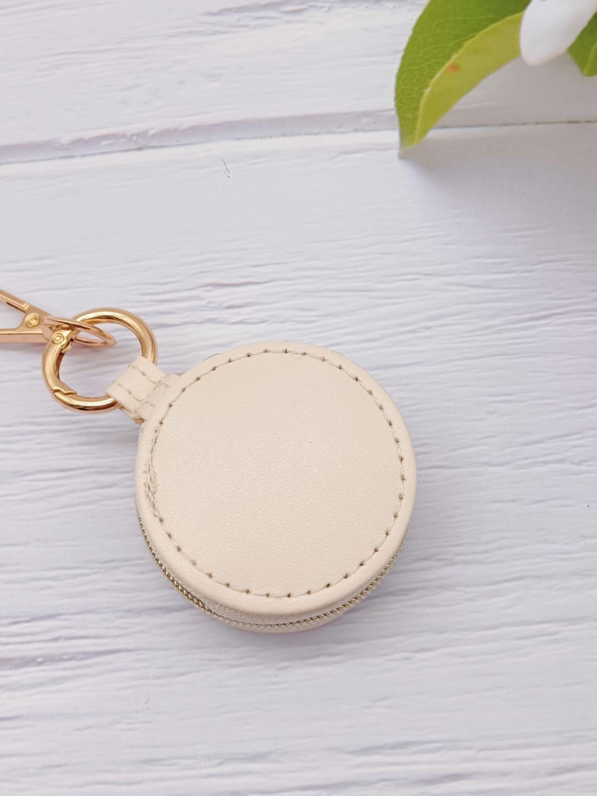 PU Leather Travel Bag Zip Keychain, Portable Mini Jewelry Box, Elegant Solid Pattern, All Seasons Accessory Organizer