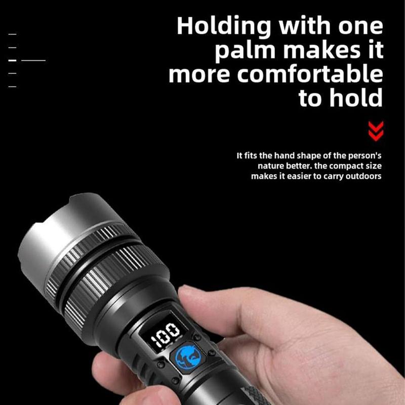 2-piece rechargeable zoom ultra bright flashlight, suitable for emergency power outages, outdoor camping, hurricanes Rechargeable LED battery powered, with 5 lighting modes