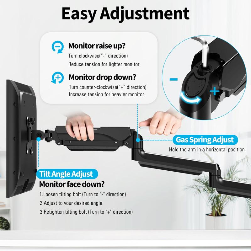 MOUNTUP 17"-32" Triple Monitor Mount, for Max 32'' Computer Screens, Holds 4.4-19.8lbs, VESA Bracket with Clamp/Grommet Base, Black, MU8004