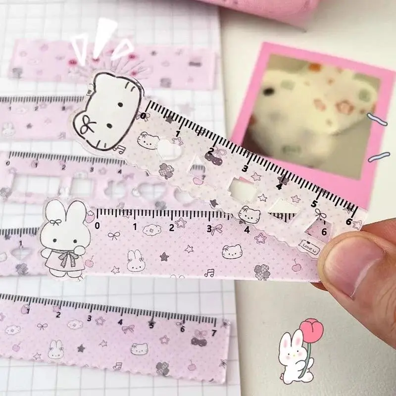 5pcs/set Cartoon Angel Wing Palm Ruler Cute Portable Mini Straightedge for Journaling Drawing Small Measuring Tool for Students