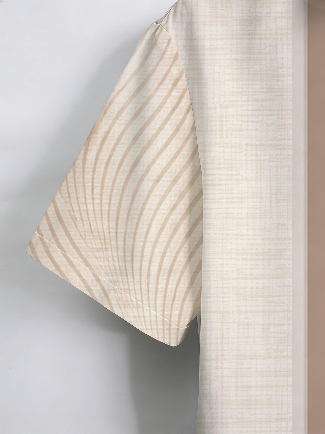 Large Size Men's Polka Dot Vertical Stripe Shirt, Summer Loose Fit Breathable Short Sleeve Shirt, Simple Casual Commute Top