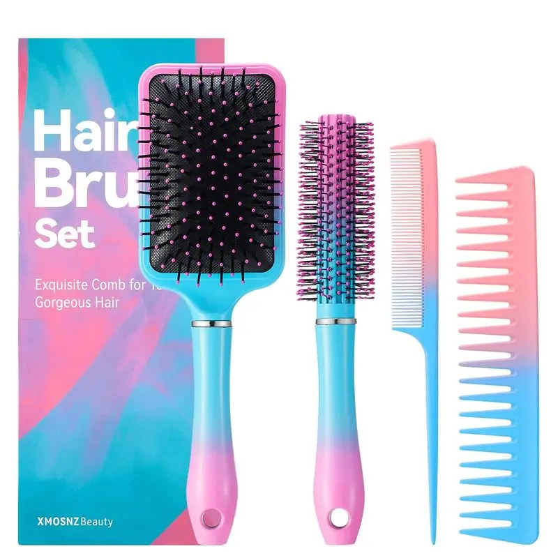 Women's Anti-Static Massage Oval Comb Paddle Hair Comb Set, 4-Piece Unisex Detangling Comb, Eliminates Tangles, Suitable for Curly Hair: Beauty and Personal Care