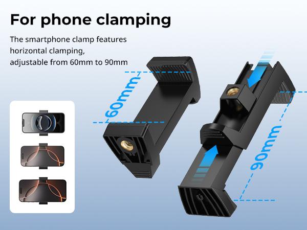 SmallRig Clamp w/ 1/4" and 3/8" Thread Holes, 9.8 Inches Adjustable Friction Power Articulating Magic Arm with Phone Holder for iphone17 Pro/MAX,Action Cameras, Smartphones, LCD Monitor/LED Lights - 5326