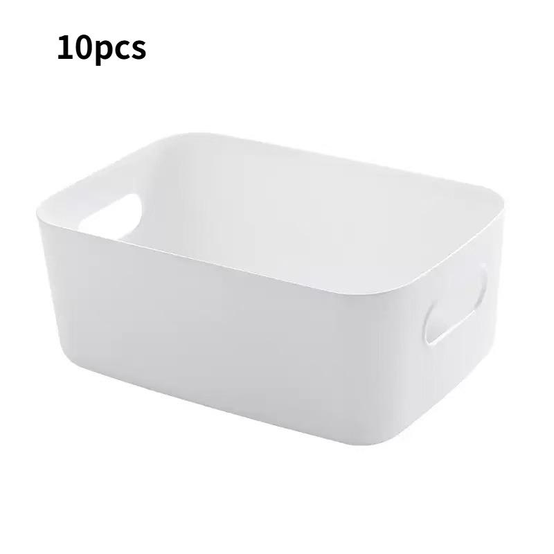 10-Piece Plastic Storage Box Set, Stackable Baskets with Hollow Handles, Ideal for Cosmetics, Snacks, Kitchen, Bathroom, Dormitory