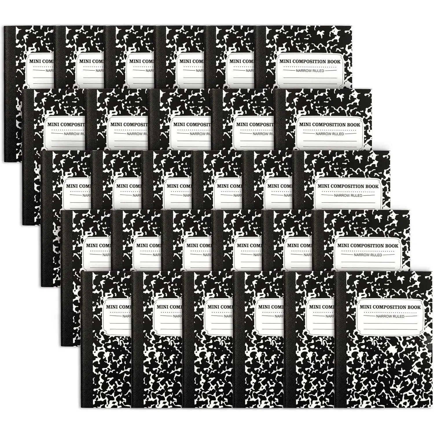 Mini Composition Notebook, Cute 30 Pack Black Narrow Ruled Mini Composition Books Bulk, Small Pocket Marble Journal Notebooks for  Students College Office, Pocket Size 4.5 x 3.25 in