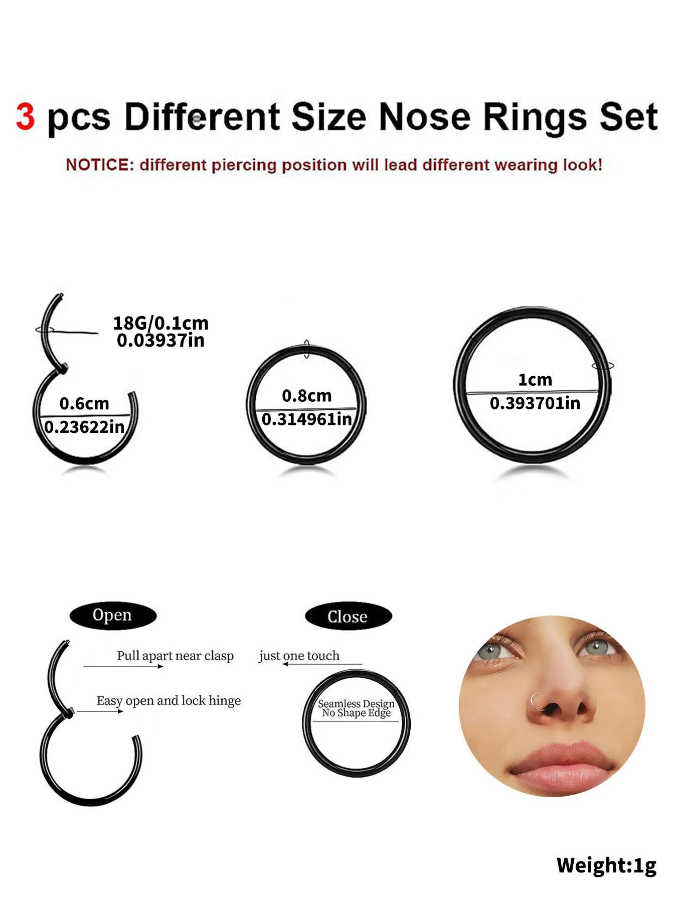 Minimalist Plain Color Nose Ring, Spiral Nose Ring, Stainless Steel Nose Ring, Lip Ring, for Helix Cartilage Conch Rook Piercing Jewelry