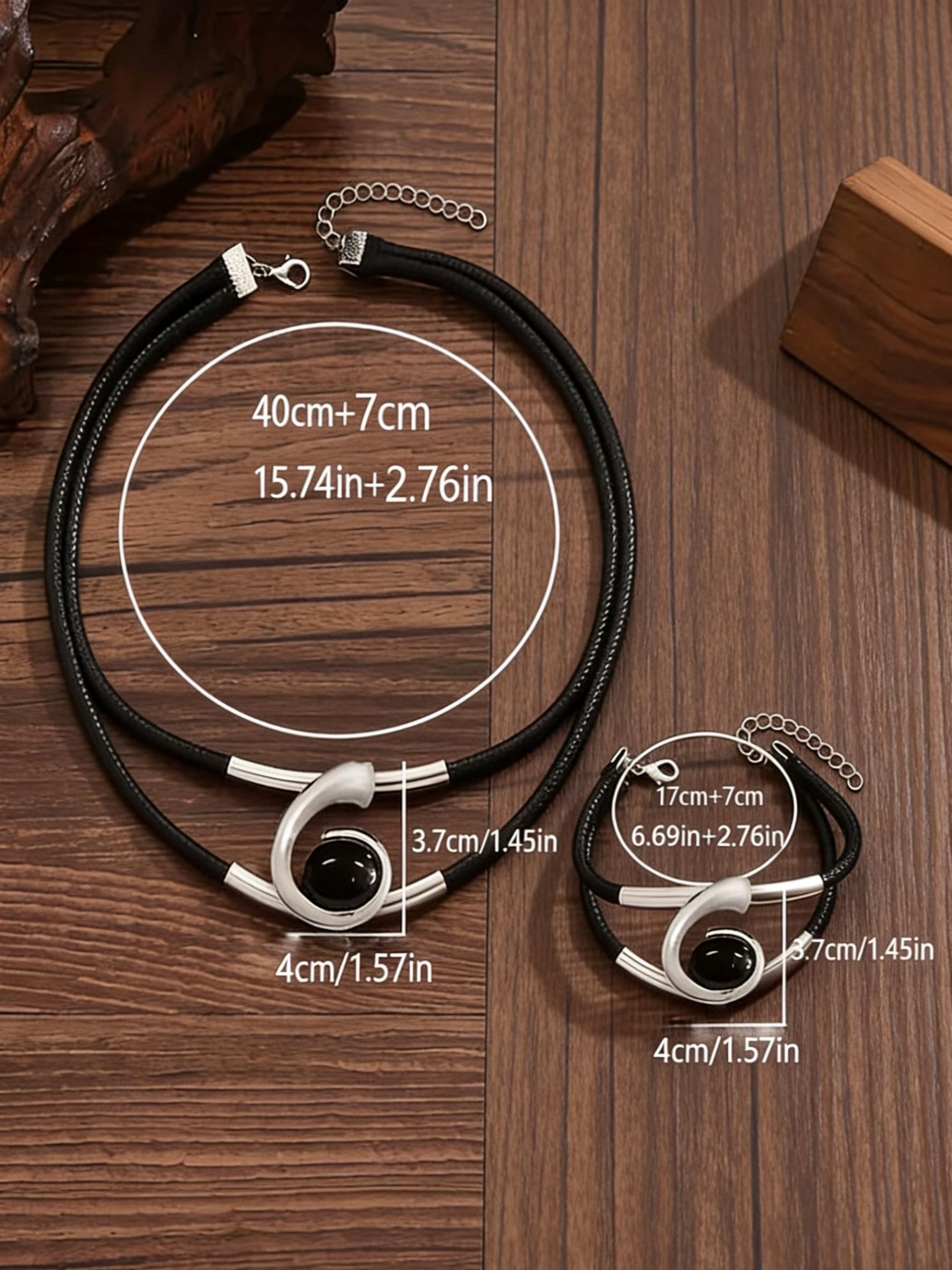 Boho Style Acrylic Gemstone Jewelry Set, Women's Necklace Bracelet Combination, Spiral Snail Design, Fashion Accessory