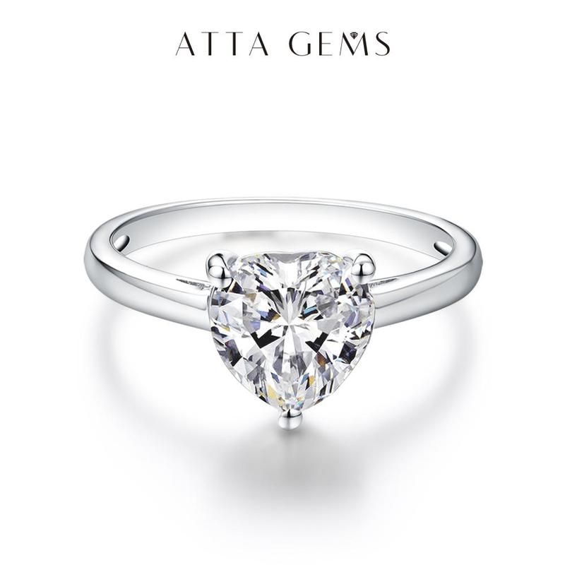 Love Heart Synthetic Moissanite 2CT Ring D Color VVS1  for Women Engagement Wedding Anniversary Gift Fine Jewelry R010