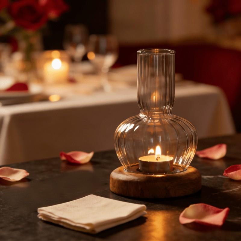 Solid Wood Base, Transparent Glass Candlestick; Elegant Centerpiece For Tea Candles, Suitable For Weddings And Table Decorations, A Mother'S Day Gift For Mom.