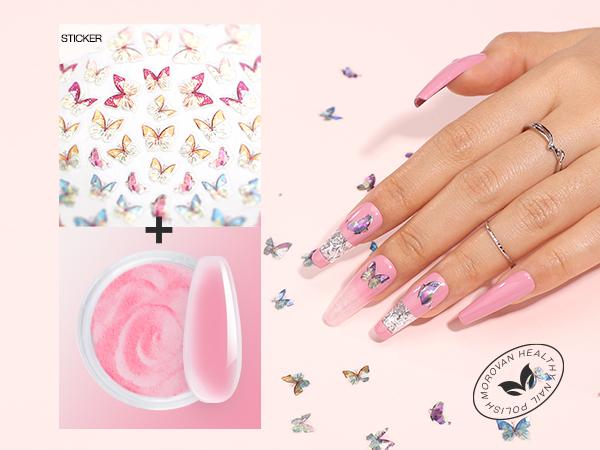 Morovan Blossom Series Acrylic Nail Kit with UV Lamp 4Colors Gel Polish 12Glitter Powder Complete Tools for Beginners Manicure Cuticles