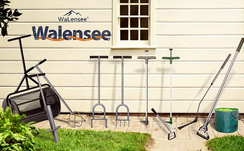 Walensee Grass Whip with Double-Edged Serrated Sharp Steel Grass Cutter with Soft Rubber 22-Inch Handle Cut Tall Grass and Overgrown Weeds in The Yard, Fields, and Ditches, Black,1 Pack