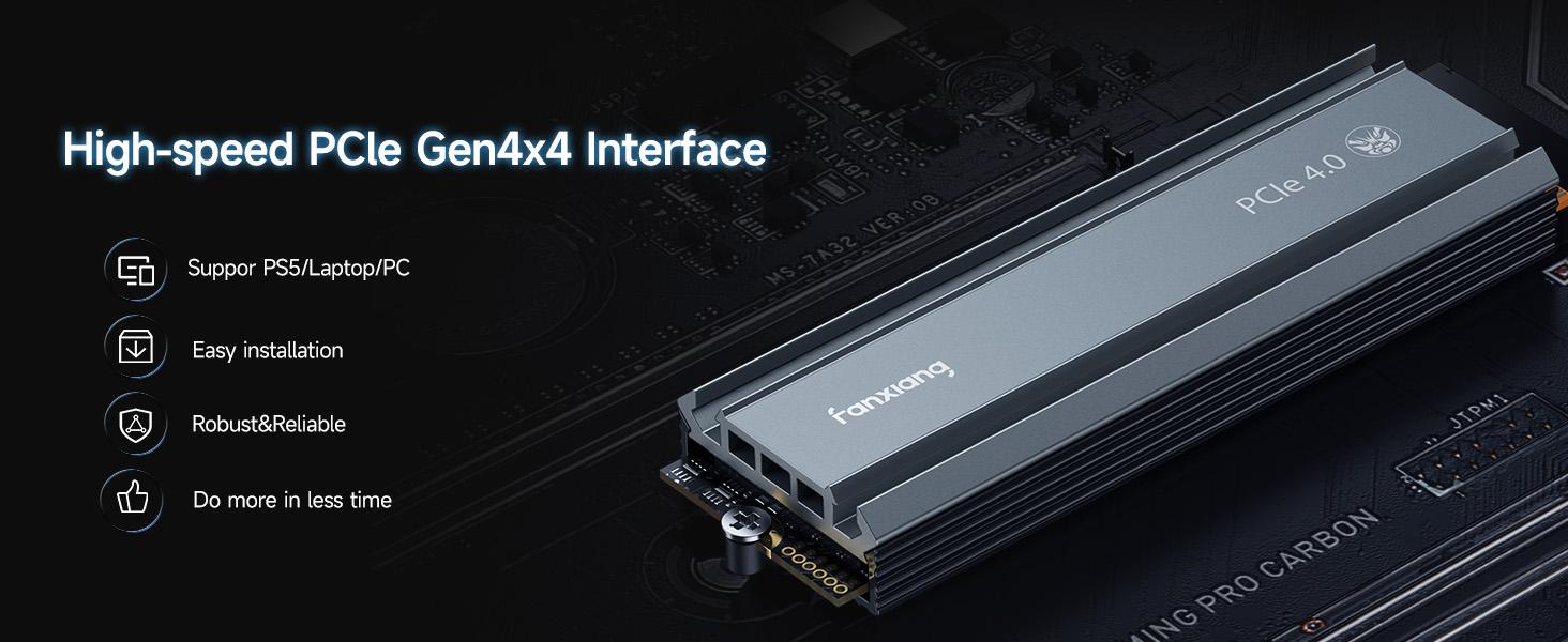 FANXIANG S660 1TB PCIe 4.0 NVMe M.2 SSD for PS5/Gaming Consoles/PC, Internal Solid State Drive with Heatsink, Read Speeds Up to 5000MB/s