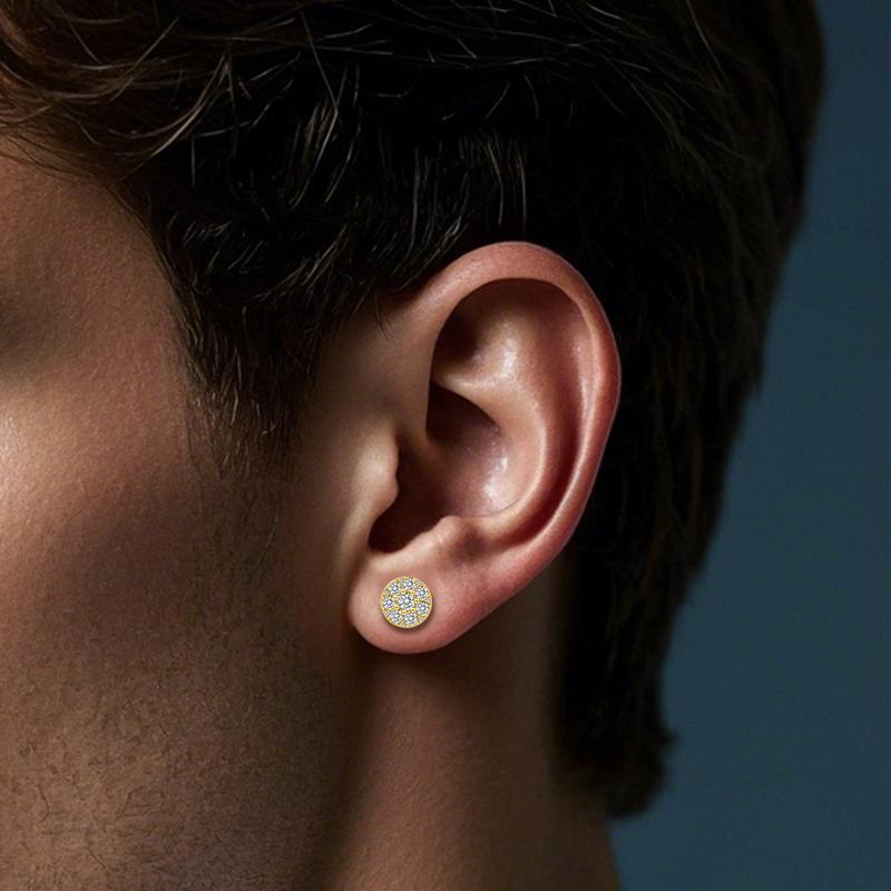 Delzzad Dazzling Round Cluster Earrings Butterfly Back Lab-Created Moissanite Stud Earring S925 Sterling Silver Moissanite Jewelry Perfect Birthday Mother’s Day Christmas Gift for Men Women Wedding Set