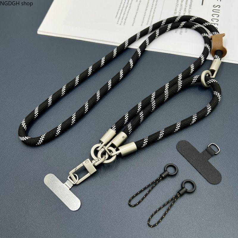 Unisex Sports & Outdoor Adjustable Woven Rope Braided Twist Crossbody Bag Strap - Leather-Metal Secure Hook, Black/Gray/Navy, Durable Replacement Fashion Accessory for Daily Wear Travel