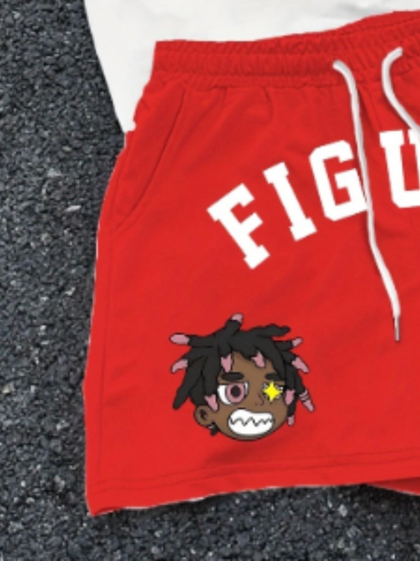 Summer Breathable Two-Piece Set, Cartoon Pattern Round Neck T-Shirt and Drawstring Shorts, Ideal for Outdoor Activities and Backpack Travel