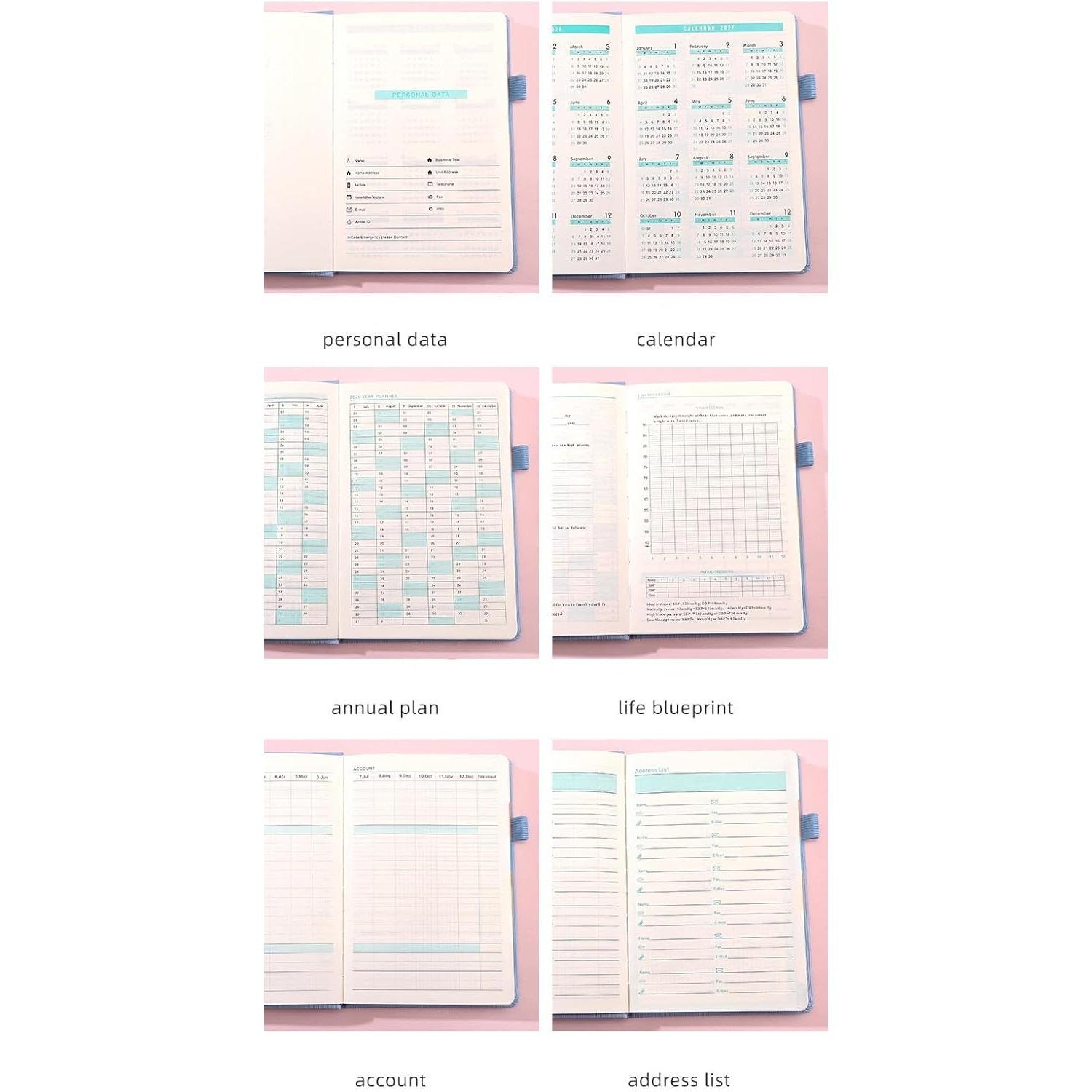 2026 New Schedule Book, Plan Book, Daily Planner, Productivity Planner, Weekly Planner, A5 Size, 5.7 Inches X 8.3 Inches, Efficiency Handbook, Belted Planner, Travel Notebook, Calendar