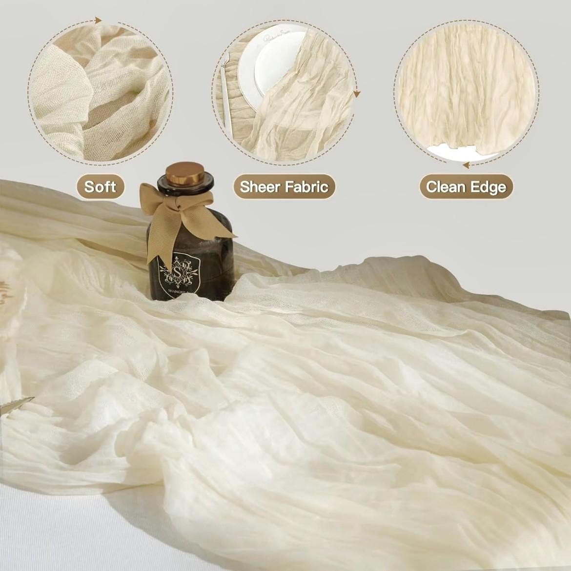 Polyester Ruffled Table Runner, Bohemian Style Linen Cloth, Rustic Decorative Wedding Party Supplies, Festival Gift Event Decoration