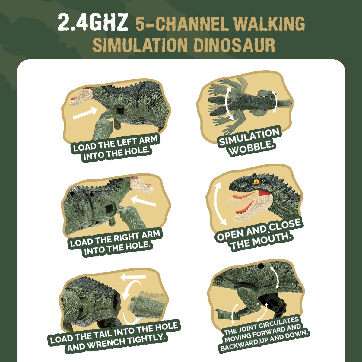 Remote Control Dinosaur Toy, 2.4G Five Way Simulation Electric Sound & Light Chicken Crown Dragon Model Gift