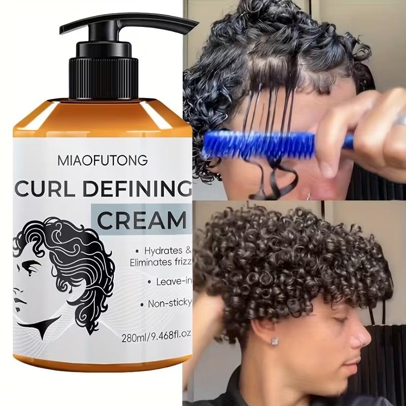 Men's Favorite 9.468fl.oz Curl Defining Cream with Moroccan Argan Oil, Coconut Oil & Shea Butter for Long-Lasting Bounce - Perfect for Leslie Waves, Curly and Loose Curls, Hydrates & Enhances Definition while Smoothing Frizz - Essential Travel Gift for Bo