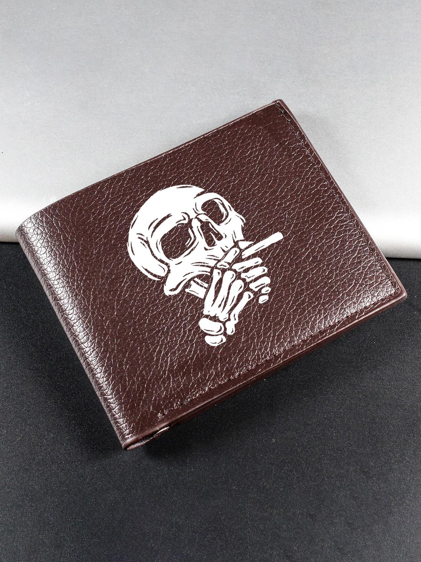Cool Smoking Skull Print Bifold Wallet for Women Men, Unisex Multi-Card Slot Casual Wallet, Slim Card Holder with Bill Compartment, Perfect for Daily Use, Gift for Streetwear Lovers