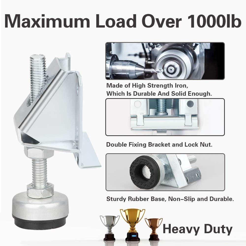 4 Pack Heavy Duty Leveling , Furniture  Adjustable Load Levelers Foot, Leveling Height for Workbench Cabinet Pool Table Bench Machine Cabinet Refrigerator  (4000 lbs Load Capacity)