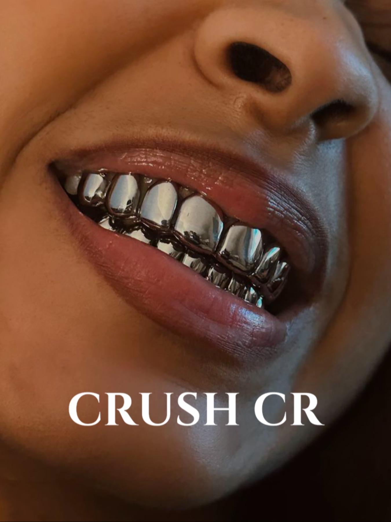 Two-Piece Full Mouth Polished Silver Gold Eight-Tooth Grillz, 14k Gold Plated Copper, Hip-Hop Style, Party, Music Festival, Gift