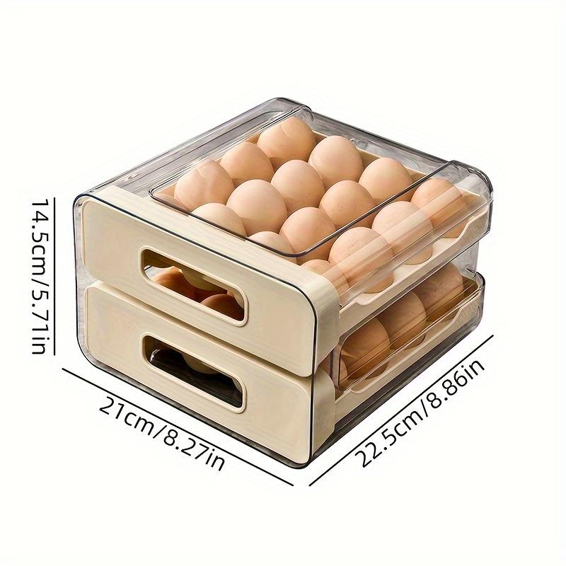 Large Capacity Refrigerator Egg Rack, 2 Layer Storage Box for 32 Eggs, Transparent Plastic Egg Tray, Fridge Organizer Container