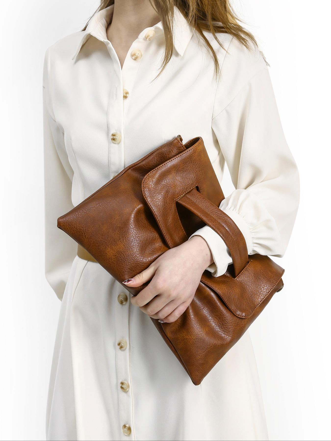 Women's Solid Color Shoulder Bag, Fashionable Large Capacity Crossbody Bag for Work & Daily Used, Casual Trendy Versatile High-quality Daily Commuting Bag, Handbag Shoulder Purse