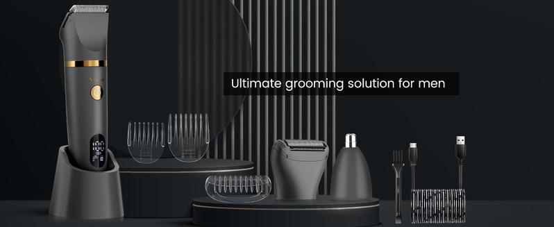 Scttomon 3 in 1 Electric Body Hair Trimmer,Groin Hair Trimmer for Men,Waterproof Electric Shaver Nose Hair Trimmer,Men's Hair Removal Device Cordless,Manscape Trimmer with Standing Recharge Dock