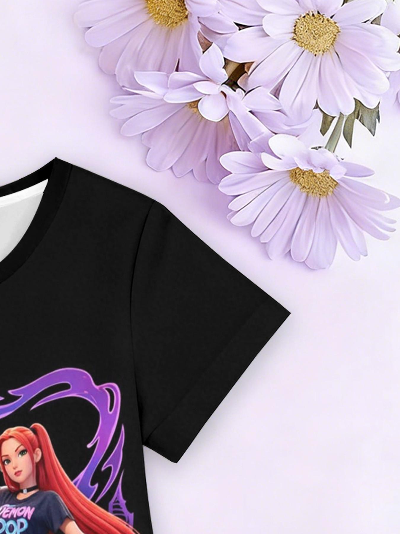 Girls' 3D Dress, Base K-Pop Demon Hunters Anime Full Print, Perfect for Parties, Festive Gifts, Birthday Presents