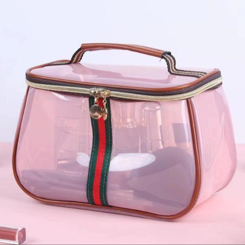 New Portable Transparent Makeup Bag, Transparent Vanity Bag, Large Capacity Waterproof Travel Cosmetic Organizer, Ideal for Holidays and Dates, Non-Toxic Material