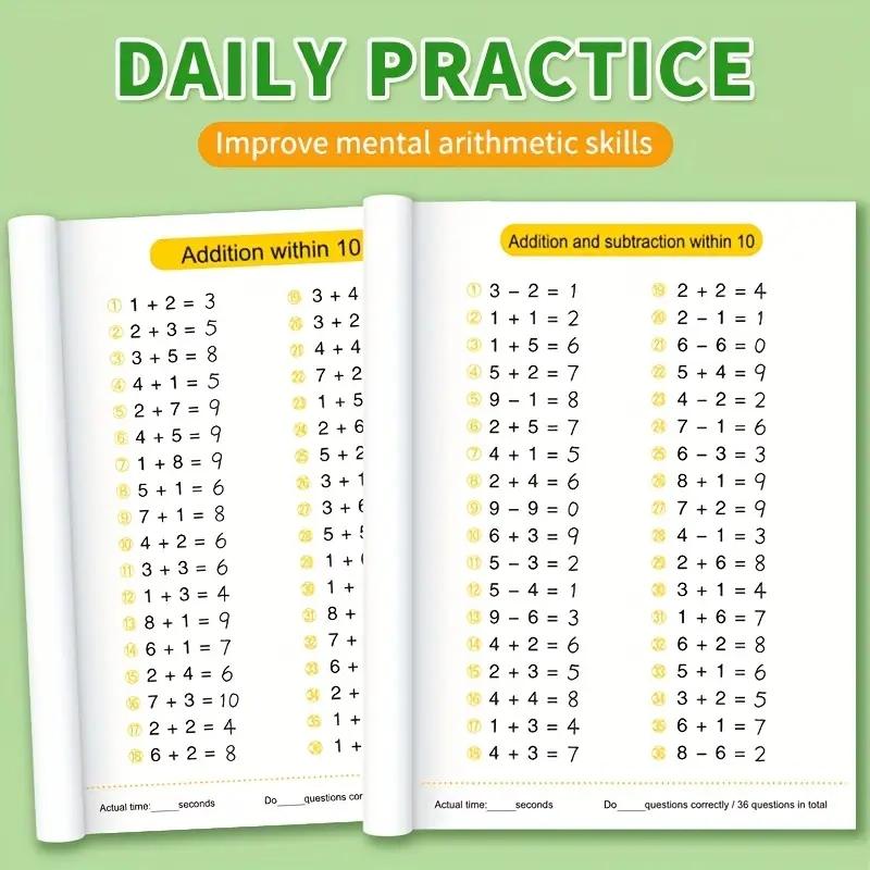 Kindergarten Math Addition Subtraction Workbook, 10-100 Number Practice Book, Early Learning Calculation Exercise Sheet