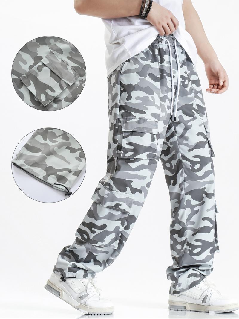 Men's Camo Print Pants, Casual Comfy Multi-pocket Trousers for Daily Wear, Fashion Men's Bottoms for Spring & Fall