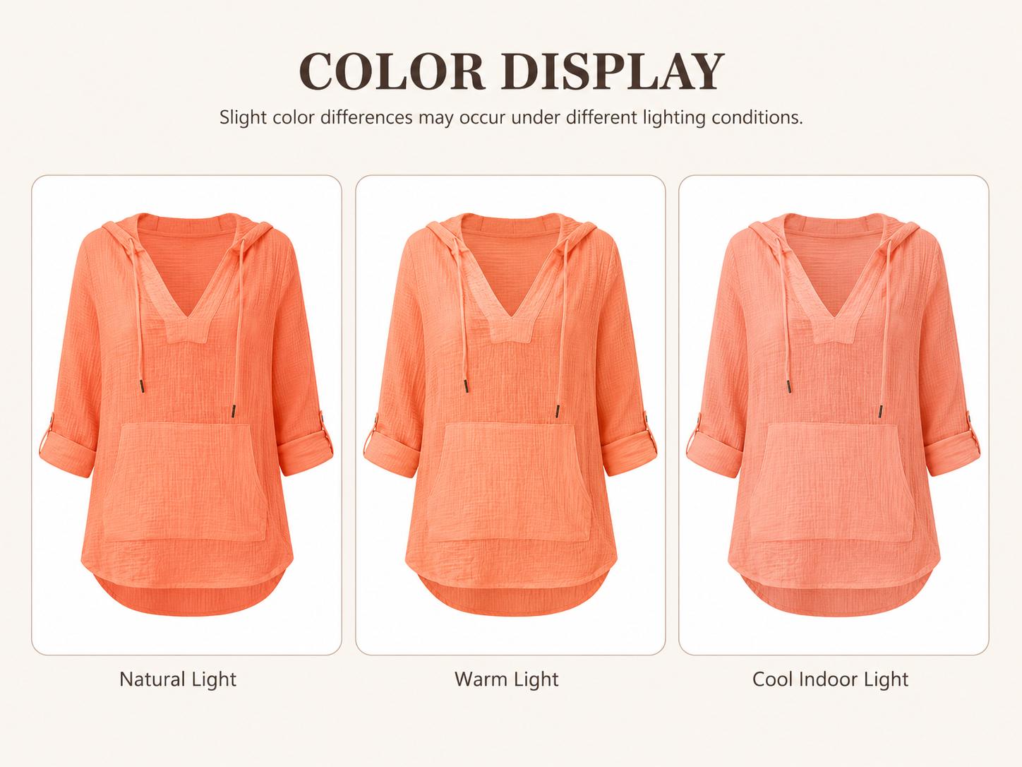 Imily Bela Women's Beach Cover Up hoodies sweatshirt Long Sleeve V Neck Pocketed Hooded Shirt Top Casual Womenswear