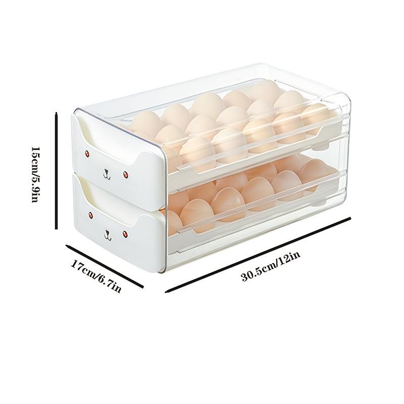 Egg Rack Organizer Drawer Design, Transparent Stackable Egg Box for Kitchen Storage, Space-Saving Solution for Eggs & Food Organization