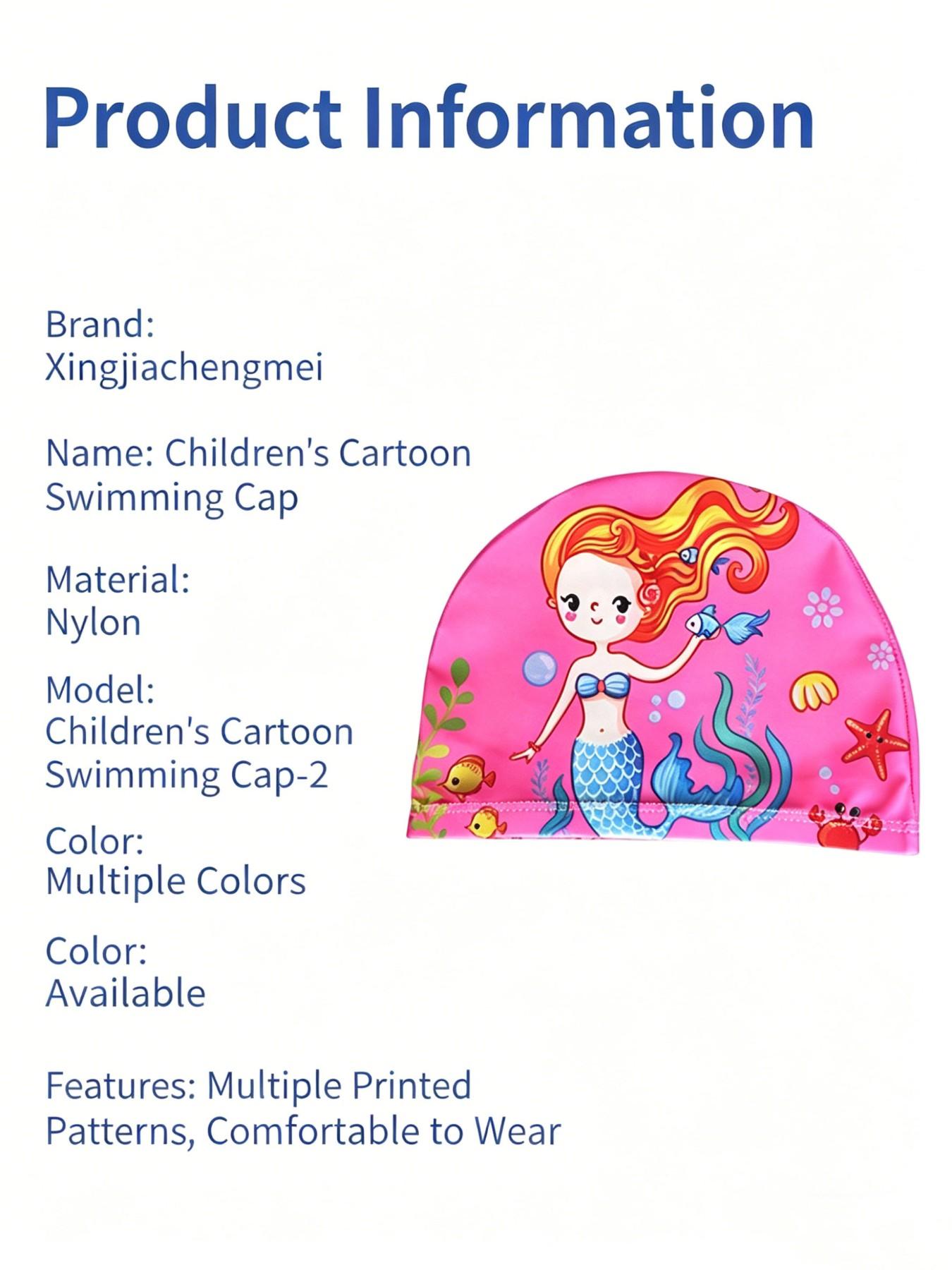 Kids Cartoon Swim Cap, Cute and Fashionable, Comfortable and Non-Pressing, Breathable Swimming Hat, Direct Factory Sale, Paper Card Packaging