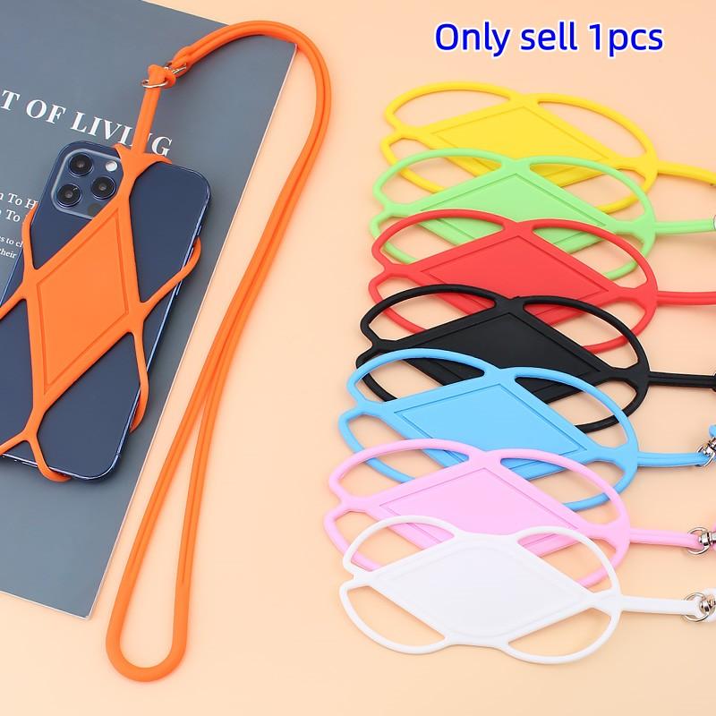 Phone Lanyard with Silicone Card Holder, Universal Durable Neck Strap for Mobile Devices, Elastic Outdoor Use with Badge Holder