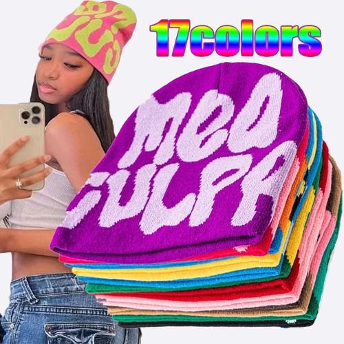 2025 Y2K Knitting Beanie Hat for Men & Women - Soft Acrylic Double Knit Winter Cap for Outdoor Sports