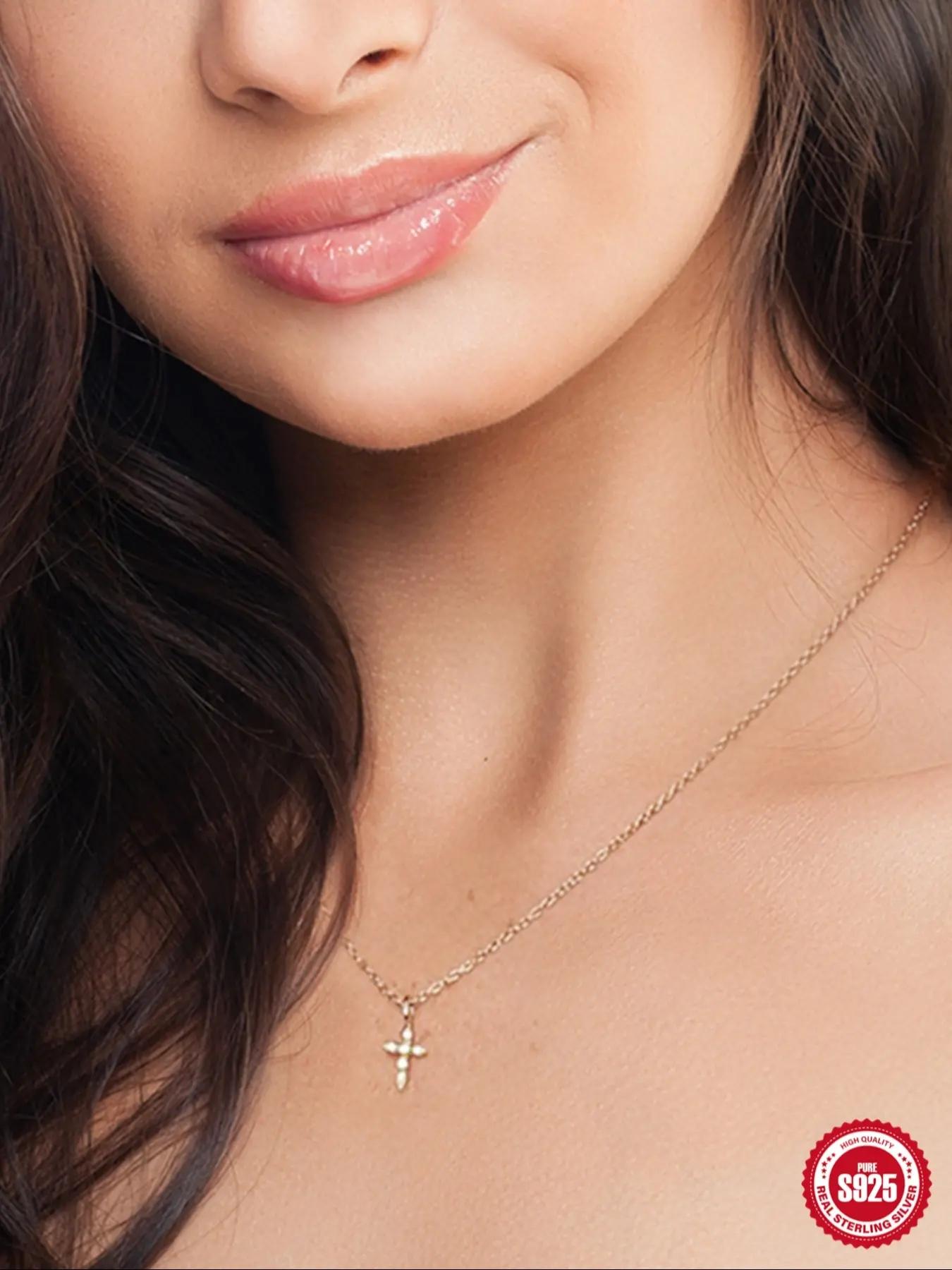 S925 Sterling Silver Fashion Flower Design Artificial Zircon Decor Necklace, Elegant Jewelry for Women for Party, Daily Decor, Trendy All-match & Exquisite Jewelry for Birthday Gift, Cubic Zirconia Pendant