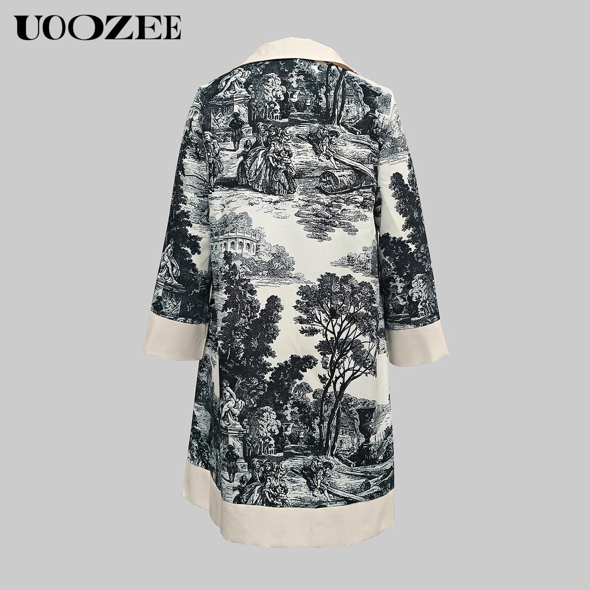 Women's Cotton Collared Long Sleeves Loose Printed Lapel Mini Dresses Shirt Dress Summer Casual Hand Wash Only