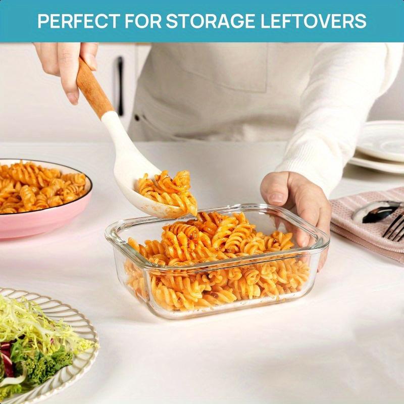 8-piece vacuum-sealed glass food storage container set, leak-proof, portable glass tableware, food delivery box, suitable for microwave, oven, refrigerator, dishwasher, ideal for kitchen, restaurant, and delivery use