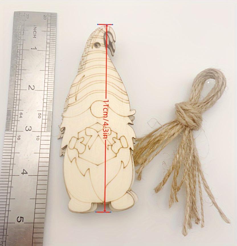 10 Piece Unfinished Wooden Gnome Figurines Set for Christmas Crafting and Home Decor Paintable Ornaments with Hanging Cord