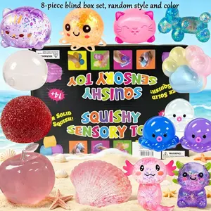 8-Piece Stress Relief Toy Set, Novelty Blind Box, Soft Texture, Durable Slow Rebound, Anxiety Relief, Perfect Party Gift
