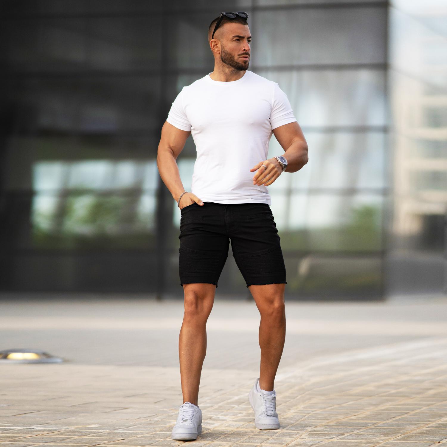 GINGTTO Men's Denim Shorts Slim Fit Stretch Short Jeans Jorts Men Essentials New Shorts