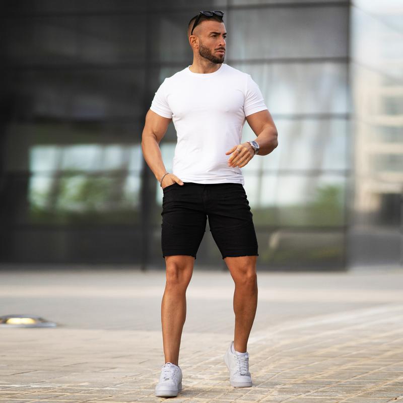 GINGTTO Men's Denim Shorts Slim Fit Stretch Short Jeans Jorts Men Essentials New Shorts