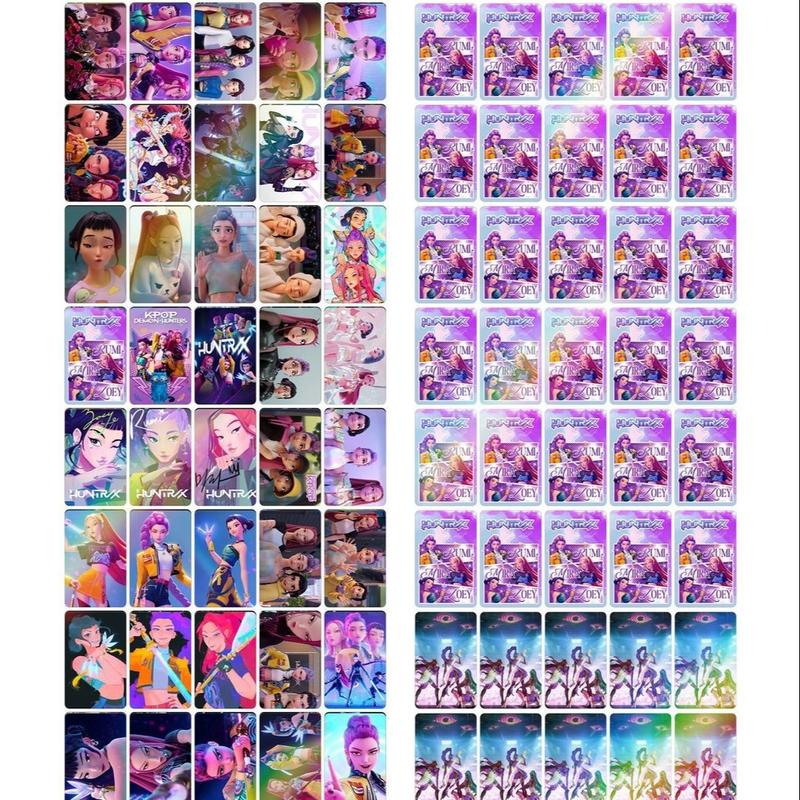 132 Pcs Kpop Anime Character Laser Photo Cards, Holographic Mini Stickers, Dual-Sided Lomo Cards, Durable Paper Material, Creative Gift Ideas