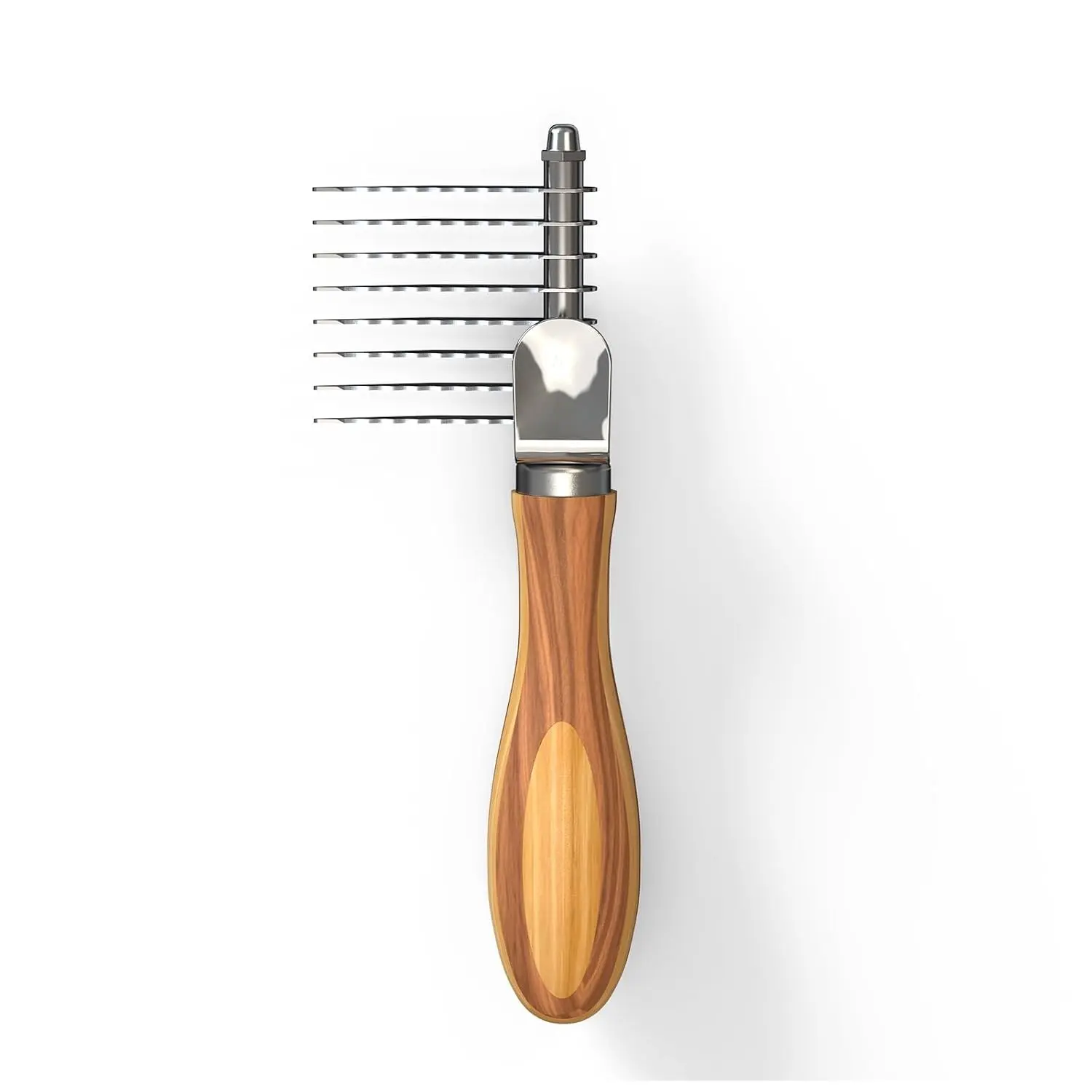 Dog Dematting Comb & Rake, Stainless Steel Pet Grooming Brush for Mats & Tangles, Gentle Undercoat Rake for Doodles, Poodles, Goldendoodles, Long/Short Haired Dogs & Cats, Non-Slip Wooden Handle