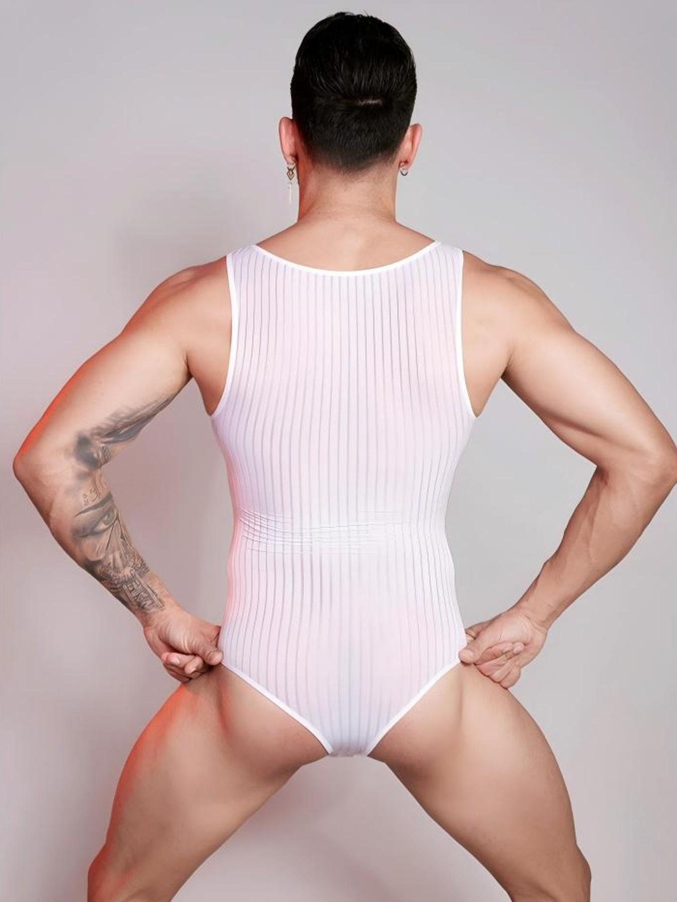 Slimming Sexy Underwear Thin Transparent Tight Fit Invisible High Elastic Vertical Stripes Comfortable One-Piece