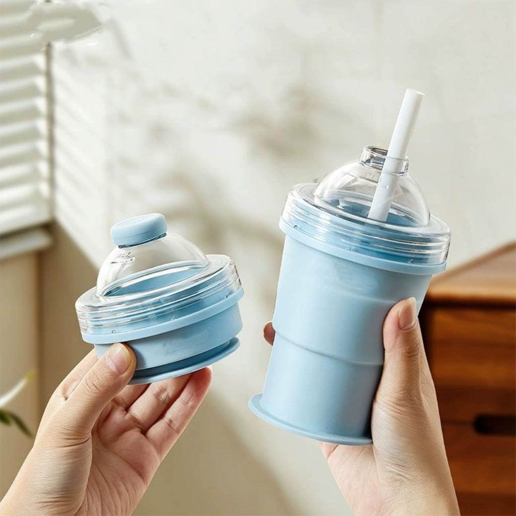 1pc Creative Transparent Silicone Ice Ball Cup - Food Grade Ice Maker, Ice Cube Mold - Summer Portable Foldable Tumbler - Portable Collapsible Water ottle, 2-in-1 Design Ice Mold Cup with Straw