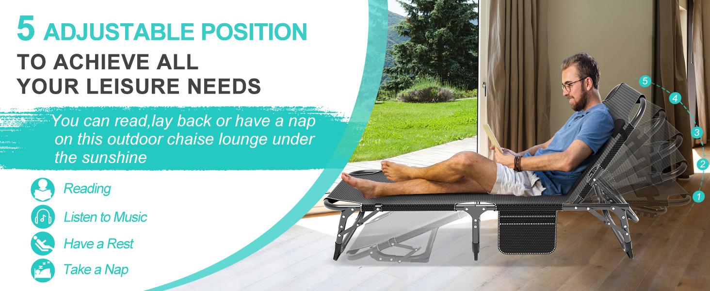 Lilypelle Heavy Duty Patio Chaise Lounge, 500LB Bearing 3IN1 Adjustable Lounge Chair 1200D Oxford Adults Sleeping Camp Chair, with Mattress Lilypelle Heavy Duty Patio Chaise Lounge, 500LB Bearing 3IN1 Adjustable Lounge Chair 1200D Oxford Adults Sleeping Camp Chair, with Mattress